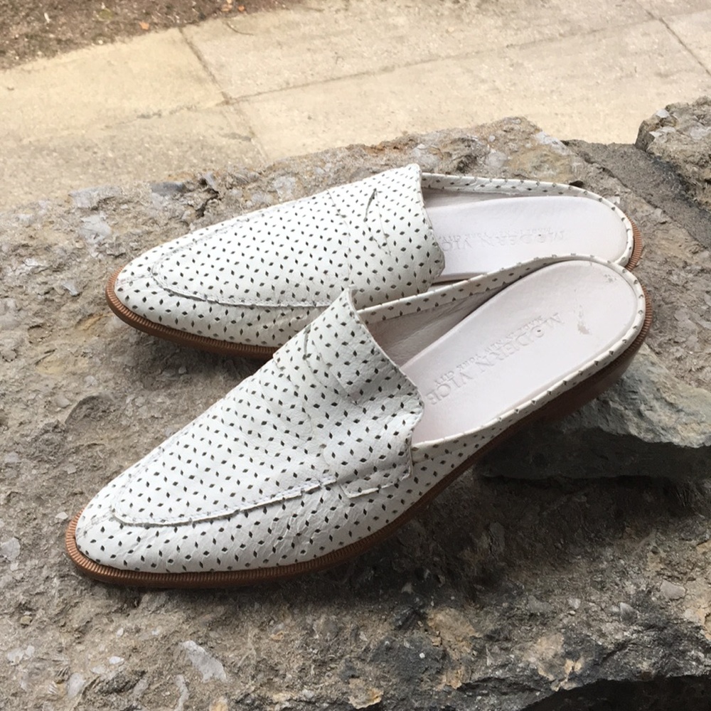 Modern Vice white leather mules 38.5 8.5